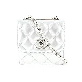 Chanel 21s Metallic Silver Lambskin Min Flap Chain Bag 593ccs315