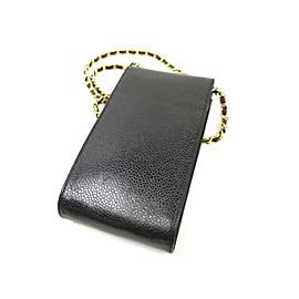 Chanel Chain (Ultra Rare) Cc Logo Caviar Mobile Phone Case Wallet On Chain228732 Black Leather Cross Body Bag