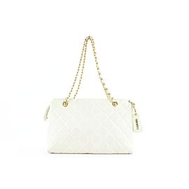 Chanel White Quilted Caviar Chain Bag 521cks38