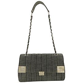 Chanel Charcoal Quilted Chocolate Bar Chain Flap 870547 Grey Denim Shoulder Bag