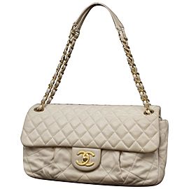 Chanel Quilted Light Beige Quilted Jumbo Flap Chain Bag 2341091