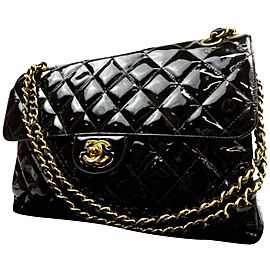 Chanel Classic Double Jumbo Quilted Flap 223006 Black Patent Leather Shoulder Bag