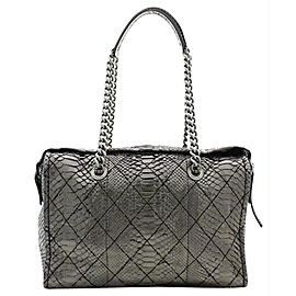 Chanel Classic Flap Camera ( Only One 216248 Metallic Silver Python Skin Leather Weekend/Travel Bag