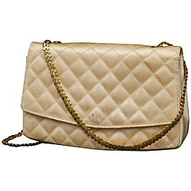 Chanel Classic Flap Diana Quilted 233156 Beige Satin Shoulder Bag