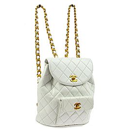 Chanel White Quilted Lambskin Duma Backpack Gold Chain Classic Flap 85cas71