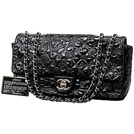 Chanel Classic Flap Quilted Embossed 235516 Black Patent Leather Shoulder Bag