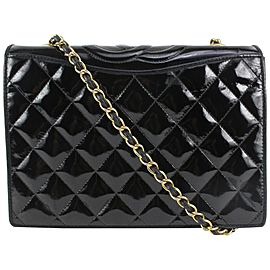 Chanel Black Quilted Patent Round Top CC Flap Bag 1215c45