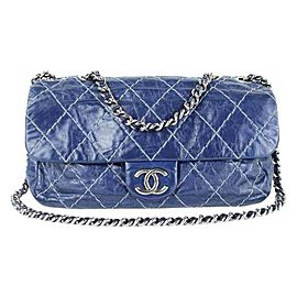 Chanel Classic Flap Quilted Surpique 219133 Navy Blue Leather Shoulder Bag