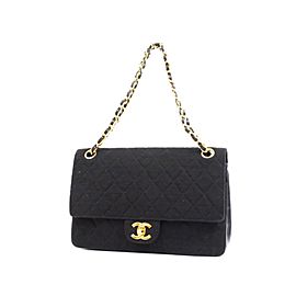 Chanel Classic Flap Small Quilted 234948 Black Cotton X Lambskin Shoulder Bag