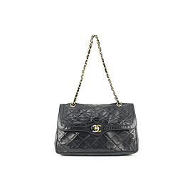 Chanel Rare Quilted Black Lambskin Limited CC Classic Chain Flap Bag 707cas32