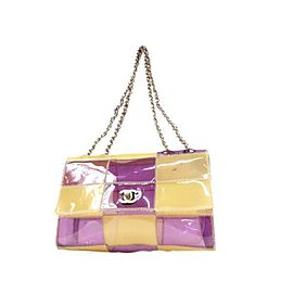 Chanel Classic Handbag Chain Bag Naked Patchwork Clear Flap 233162 Purple X Beige Vinyl Tote