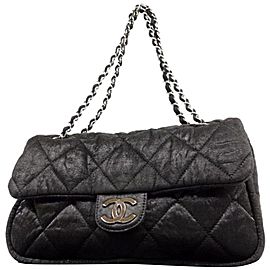 Chanel Classic Quilted Jumbo Chain Flap 232847 Black Nylon Shoulder Bag