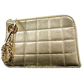 Chanel Clutch Chocolate Bar Handcuff Pochette 233769 Gold Leather Wristlet