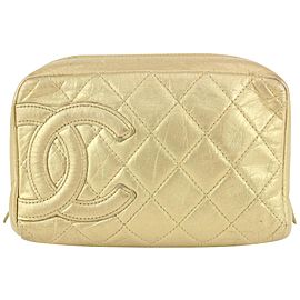 Chanel Gold Quilted Cambon Cosmetic Pouch 1130c7