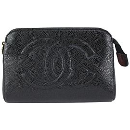 Chanel Timeless Black Caviar CC Logo Cosmetic Pouch Toiletry Case 1ca1027