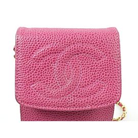 Chanel Crossbody Mobile Chain Flap 239581 Pink Caviar Leather Wristlet