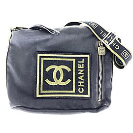 Chanel Crossbody Sports Logo Cc Patch Khaki 3c613 Black Nylon Messenger Bag