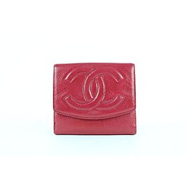 Chanel Dark Fuchsia Caviar Cc Logo Purse 21cz0911 Pink Leather Clutch