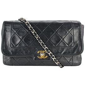 Chanel Classic Flap Diana Medium Quilted Lambskin 12cz0130 Black Leather Cross Body Bag