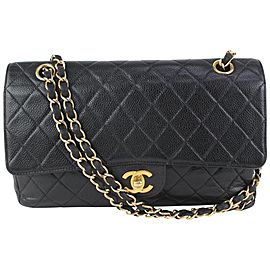 Chanel GHW Black x Gold Caviar Leather Medium Classic Double Flap 915ca66