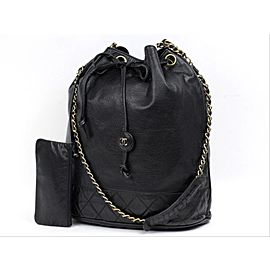 Chanel Drawstring Bucket Quilted with Pouch 213220 Black Lambskin Shoulder Bag