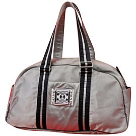 Chanel Duffle Large Sports Logo Boston 234853 Silver Nylon Weekend/Travel Bag