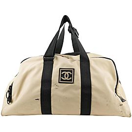 Chanel XL Beige CC Logo Sports Duffle Bag Travel 233ccs211