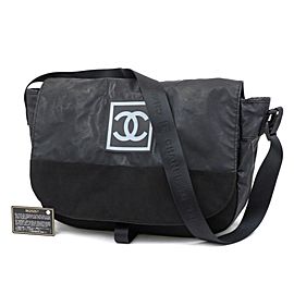 Chanel Extra Large Cc Logo Sports Cross Body 235744 Black Rubber X Suede X Mesh Messenger Bag