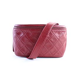 Chanel Fanny Pack Waist Pouch 1cr0703 Red Quilted Leather Cross Body Bag