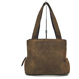 Chanel Brown Suede Logo Tote 862517