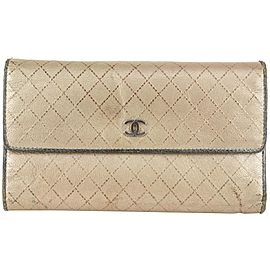 Chanel Gold Quilted Leather CC Logo Wallet 10CC929