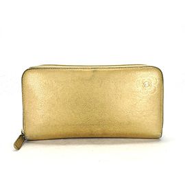 Chanel Gold Long Zip Around 216163 Wallet