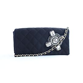 Chanel Chain Gripoix Stone 18cr0426 Black Quilted Cotton Shoulder Bag