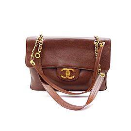 Chanel Handbag Classic Flap Extra Large Weekender Maxi 237497 Brown Caviar Leather Shoulder Bag