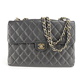 Chanel Handbag Classic Flap Jumbo Gold Hardware 20ck1207 Black Caviar Leather Shoulder Bag