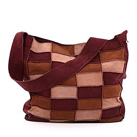 Chanel Hobo Patchwork Pink Brown Purple 3ca527 Burgundy Suede Leather Messenger Bag