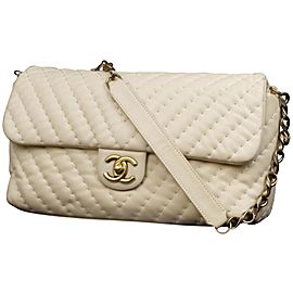 Chanel Iridescent Quilted Turnlock Flap C234044 Beige Leather Shoulder Bag