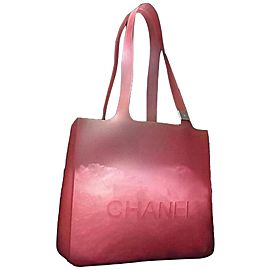 Chanel Jelly Clear Translucent 239716 Pink-red Rubber Tote