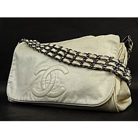 Chanel Jumbo Triple Chain Flap 220468 Ivory Leather Shoulder Bag