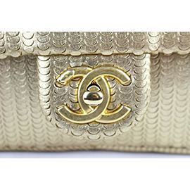 Chanel Laser Cut Small Classic Chain Flap 13ce0104 Gold Leather Cross Body Bag