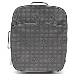 Chanel Line Rolling Luggage Trolley Suitcase Carry On 236755 Black Canvas Weekend/Travel Bag