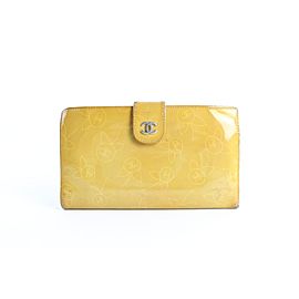 Chanel Long Flap Wallet 229902 Yellow Patent Leather Clutch