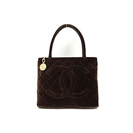 Chanel Medallion 223671 Brown Quilted Velvet Tote