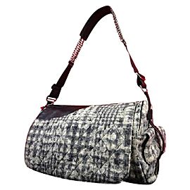 Chanel Messenger Classic Flap Quilted Lace Camellia Tweed 216660 Black X White Leather Shoulder Bag