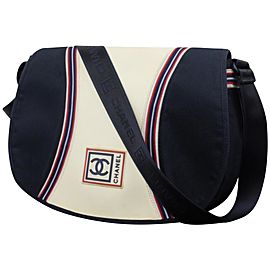 Chanel Messenger Navy Sports Logo Flap 227922 Blue Canvas Cross Body Bag