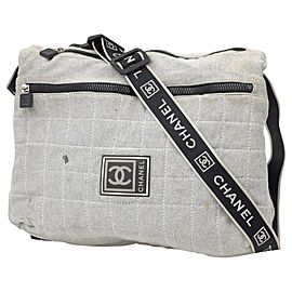 Chanel Messenger Quilted Sports Logo Cc 235610 Grey Canvas Cross Body Bag