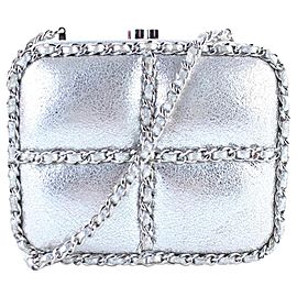 Chanel Metallic Minaudiere 1cr0115 Silver Leather Cross Body Bag