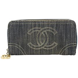 Chanel Denim CC Zip Around Wallet Zippy Continental Long 105c727