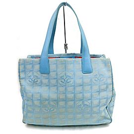 Chanel New Line 872439 Light Blue Canvas Tote