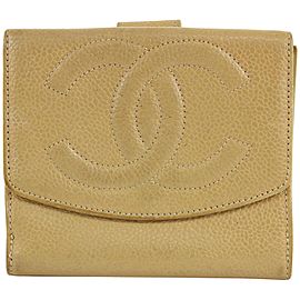 Chanel Nude Beige Caviar Leather CC Compact Wallet Coin Purse 11ccs1224